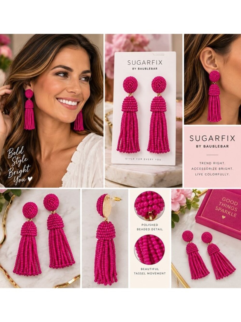 SUGARFIX BY BAUBLEBAR Pink Beaded Tassel Drop Earrings